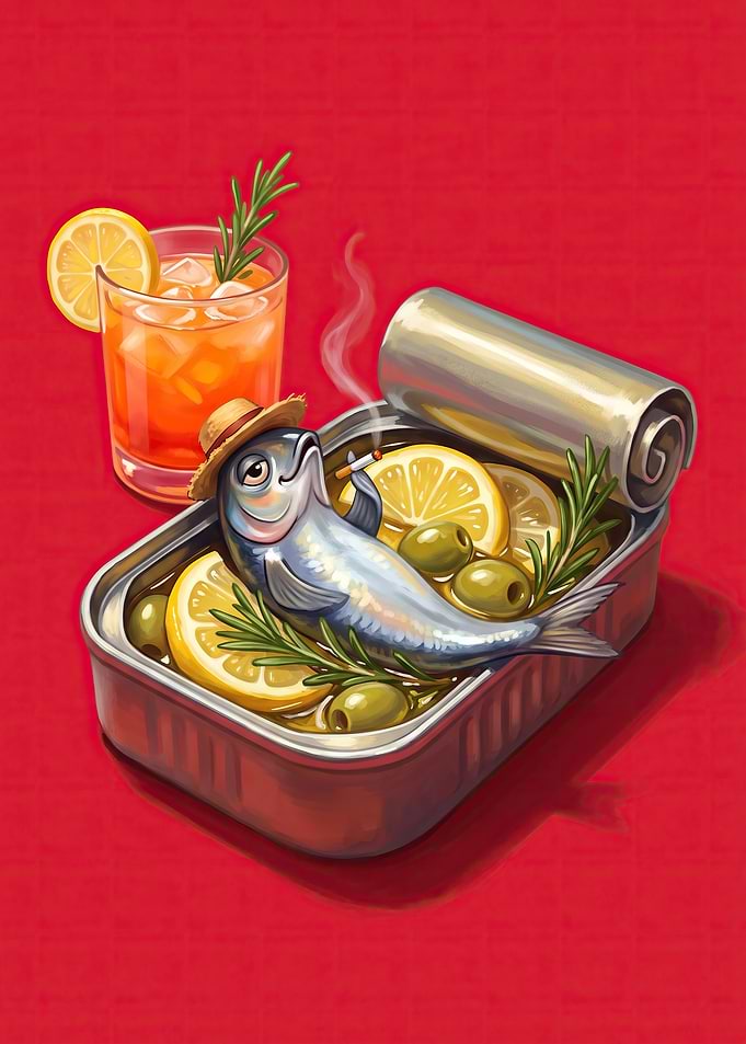 Cool Sardine Relaxing in a Can