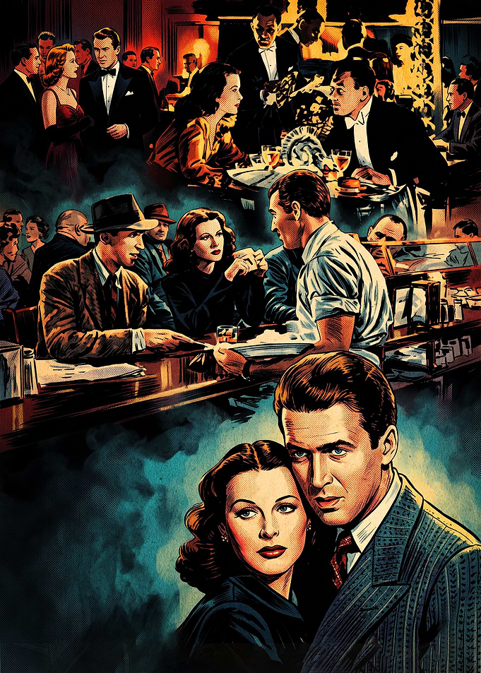 Classic Hollywood Noir Movie Collage