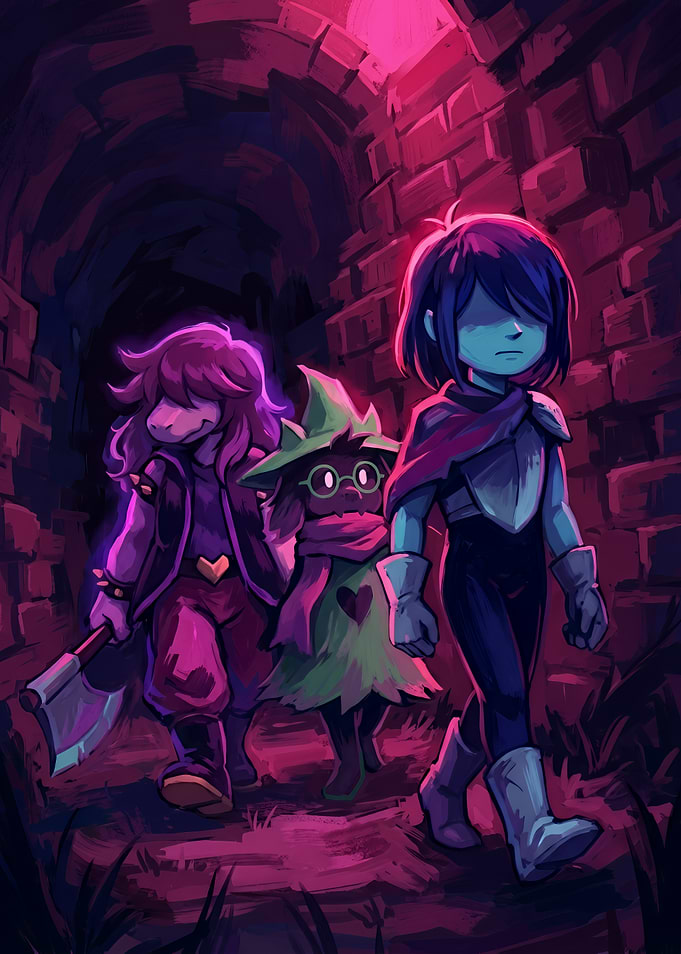 Deltarune Trio Walking Through Dungeon