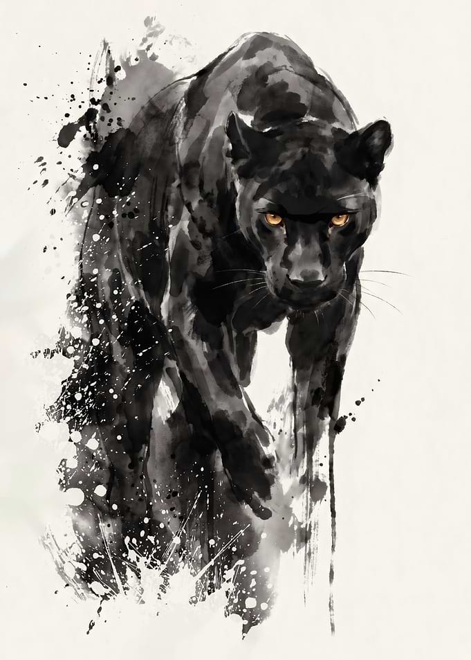 Watercolor Black Panther Art