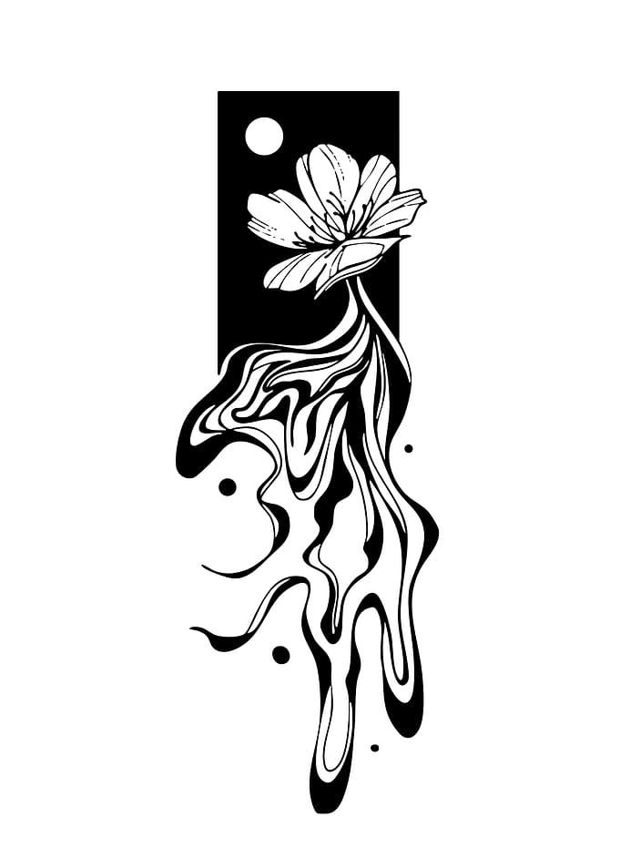 Minimalist Black and White Floral Art