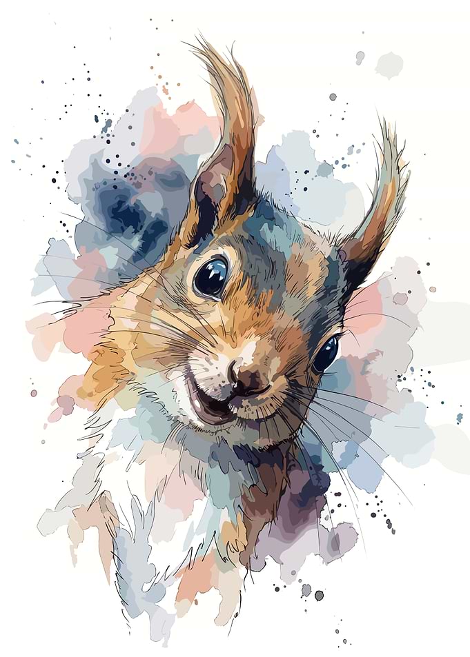 Watercolor Squirrel Portrait