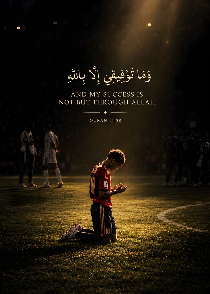 Soccer Player Praying on Field