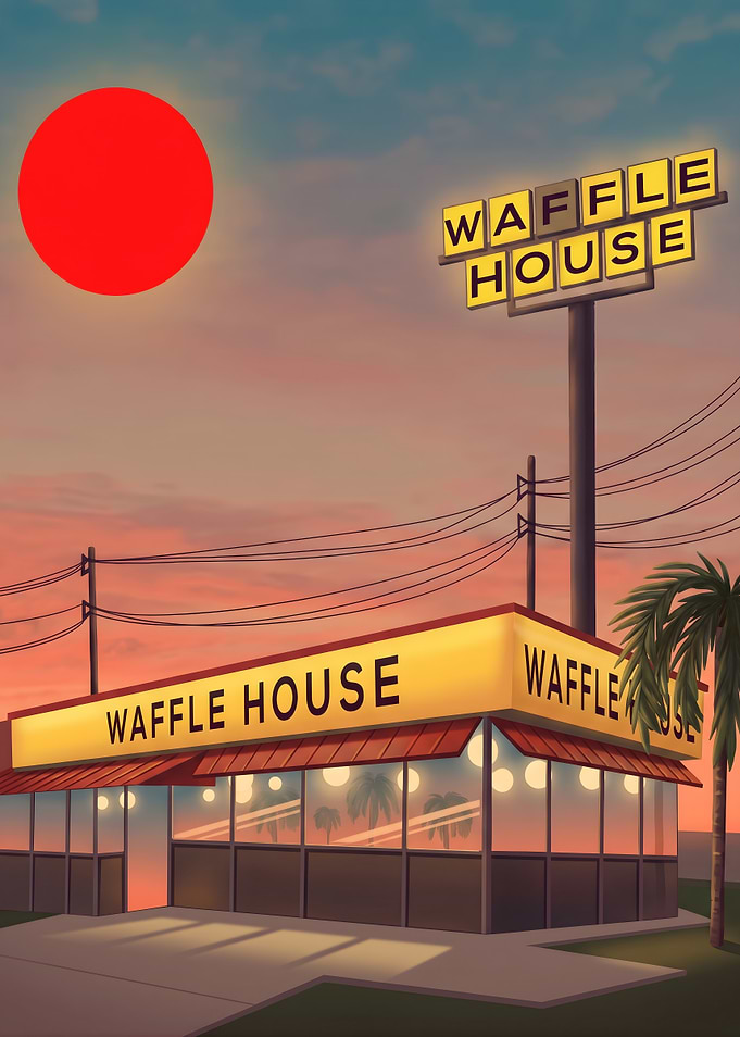Waffle House at Sunset Digital Art