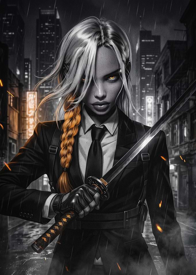 Cyber Samurai Suit Art Poster