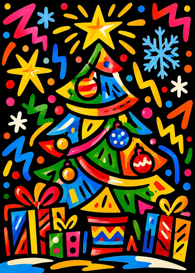 Colorful Abstract Christmas Tree Illustration