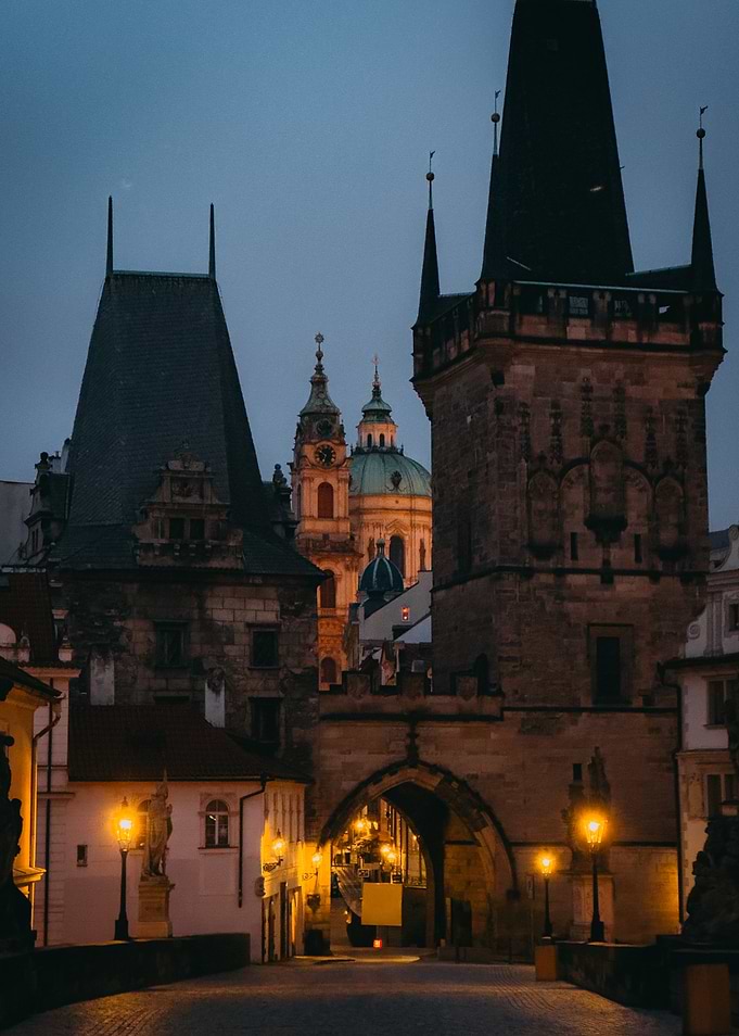 Charles Bridge Towers at Blue Hour – Prague Night Photography