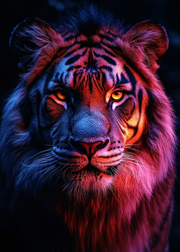 Neon Lit Tiger Lion Hybrid