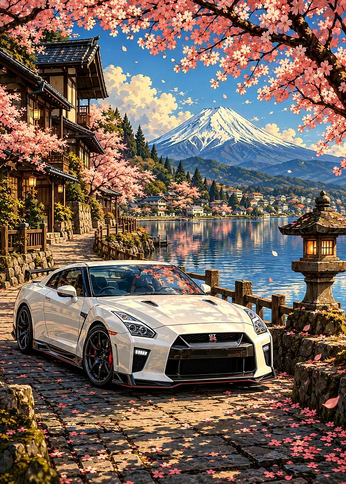 Nissan GT-R by Mount Fuji