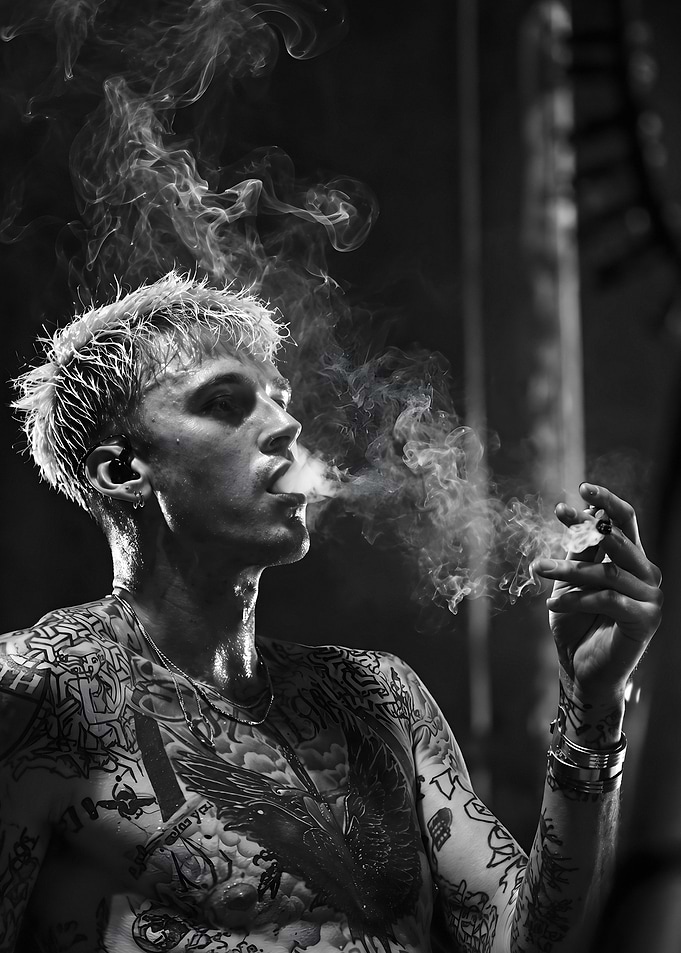 Machine Gun Kelly Smoking Portrait