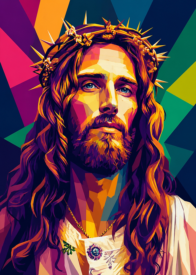 Colorful Pop Art Portrait of Jesus