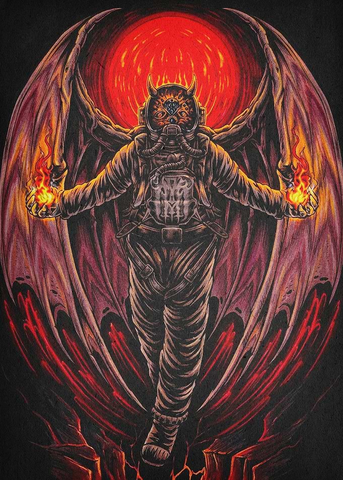 Demon Astronaut Hellfire Dark Art