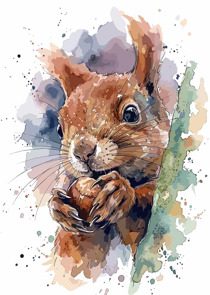 Watercolor Illustration of a Squirrel
