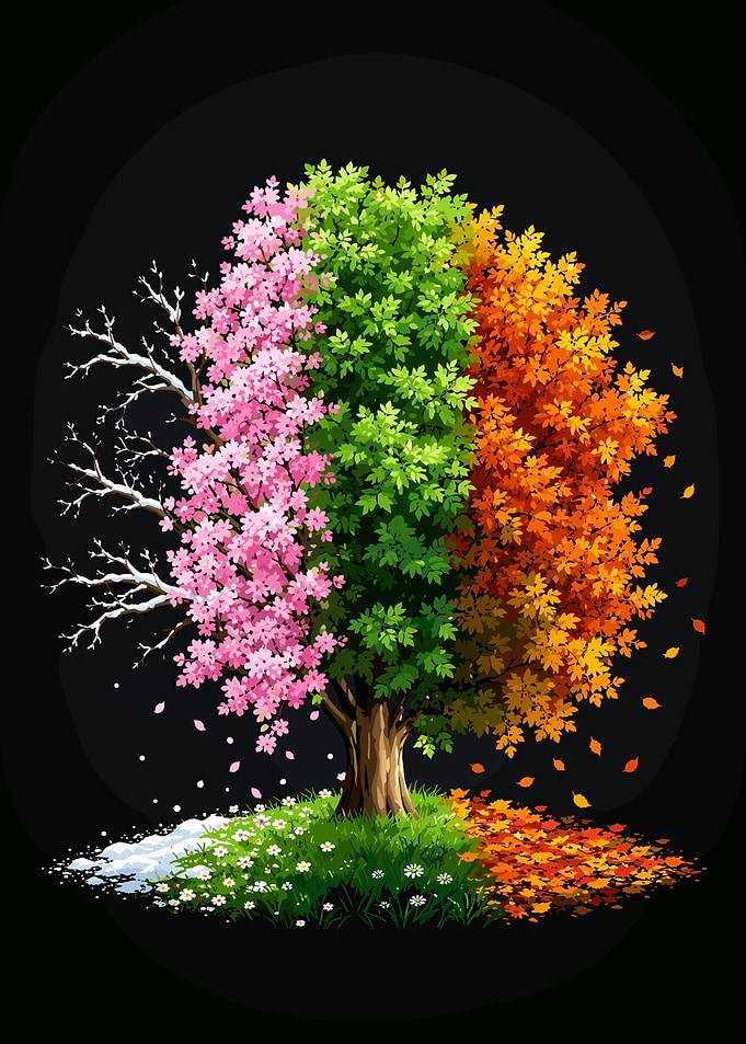 Four Seasons Tree Illustration