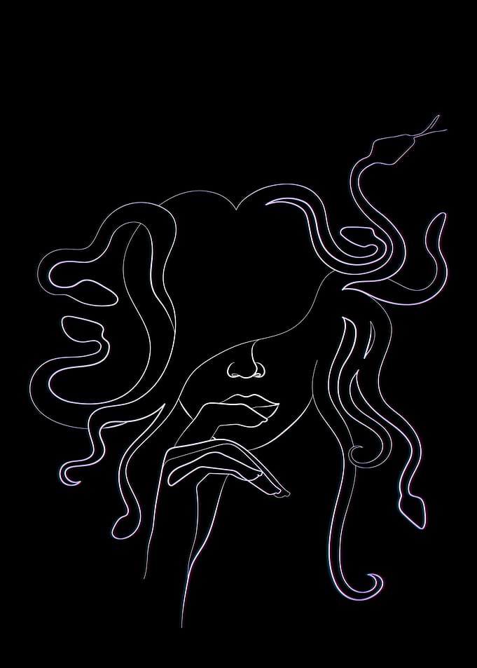 Minimalist Medusa Line Art Portrait