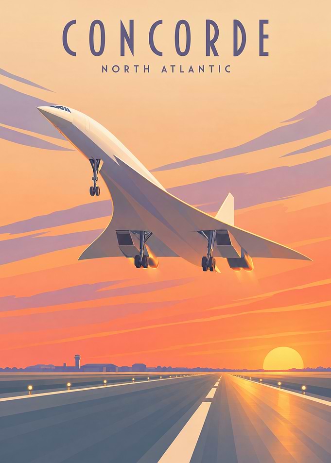 Concorde Takeoff Above a Sunset Runway