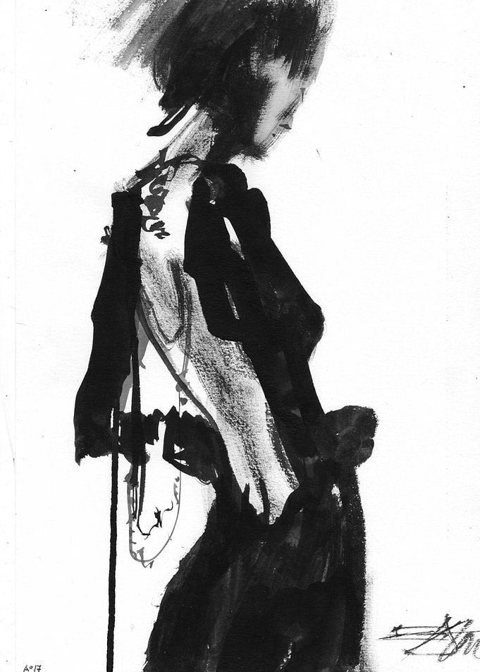Abstract Ink Sketch of Woman. A17