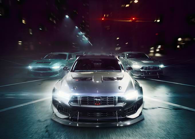 Three Ford Mustang Street Racers