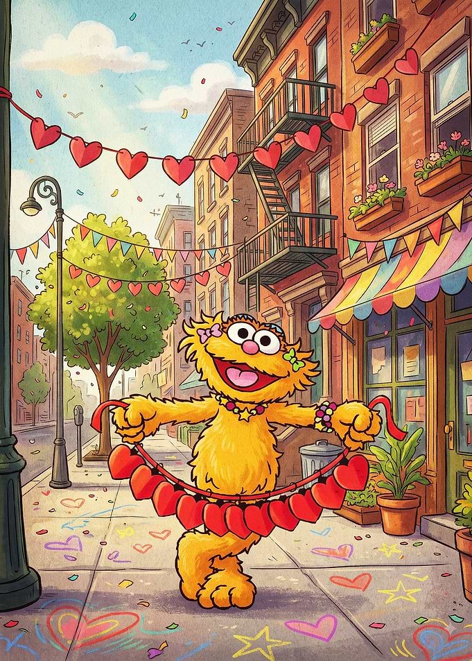 Cute Monster City Love Cartoon Post