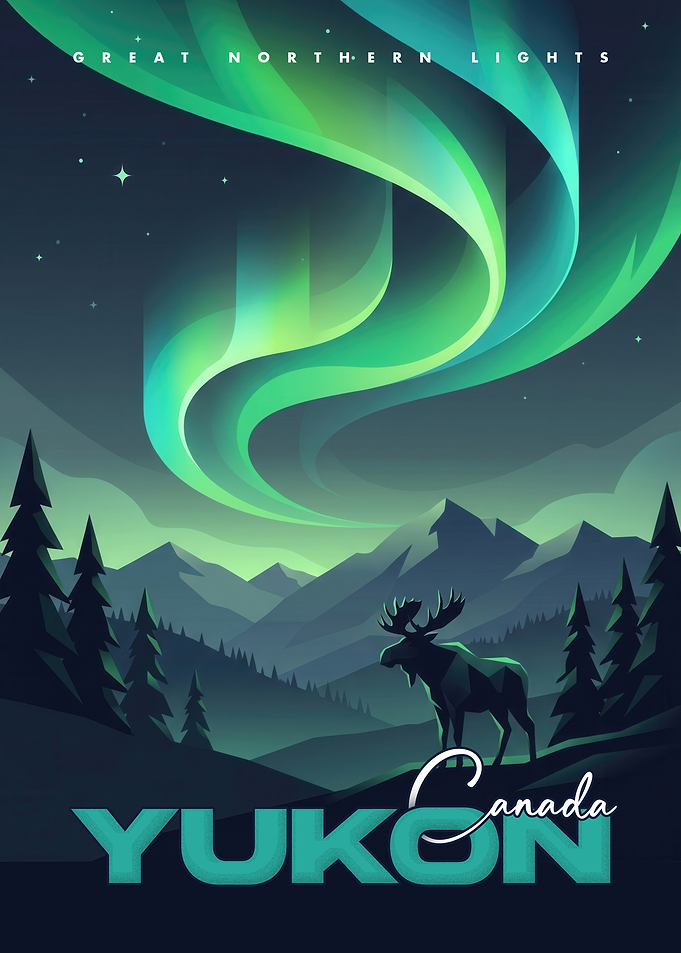 Yukon Canada Northern Lights Travel Poster