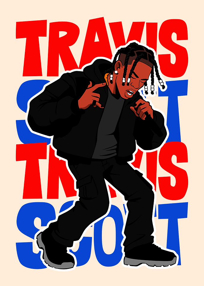 Travis Scott Rap Artist Illustration