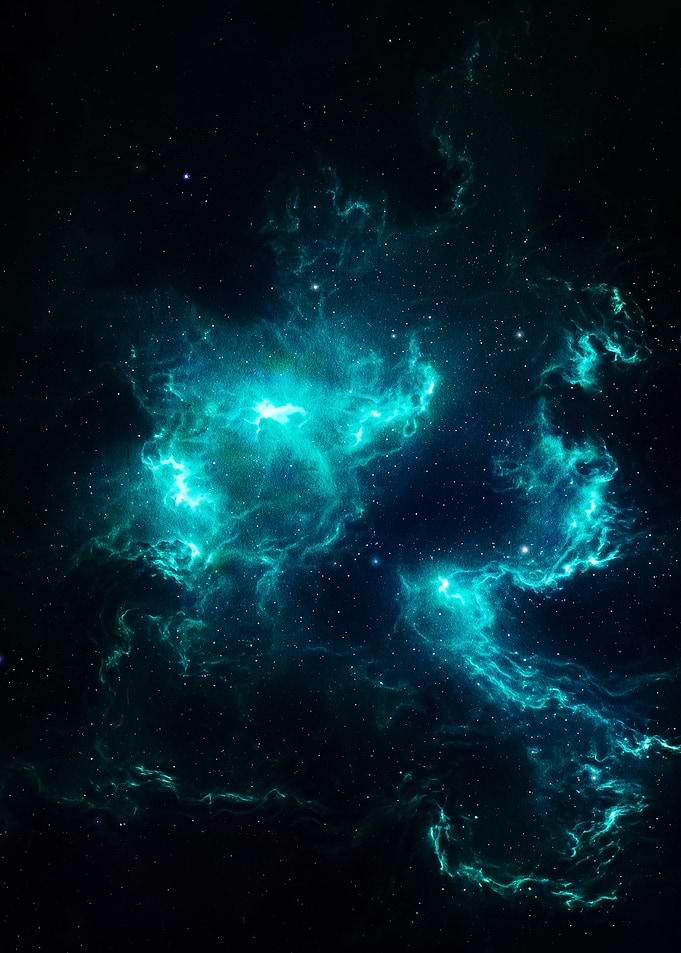 Vibrant Teal Nebula in Deep Space
