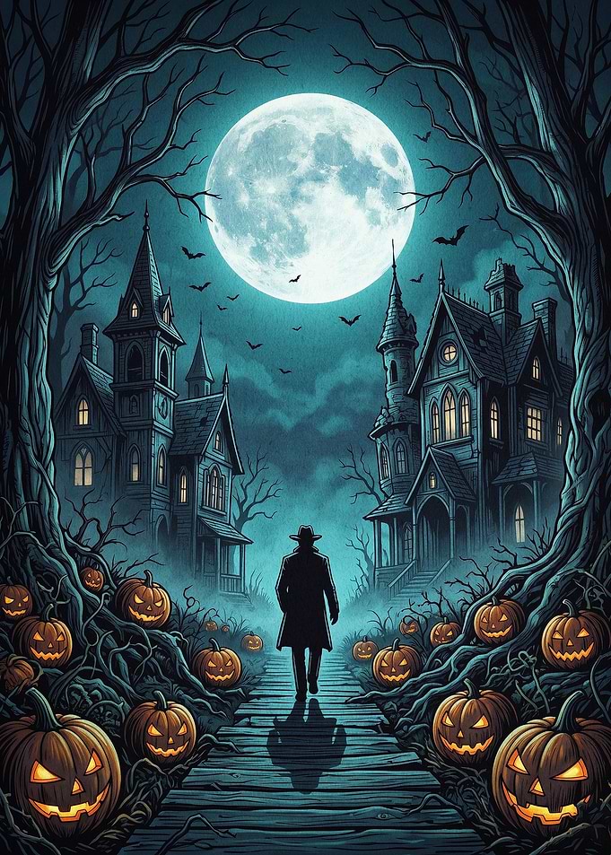 Halloween Spooky Mansion Gothic Art