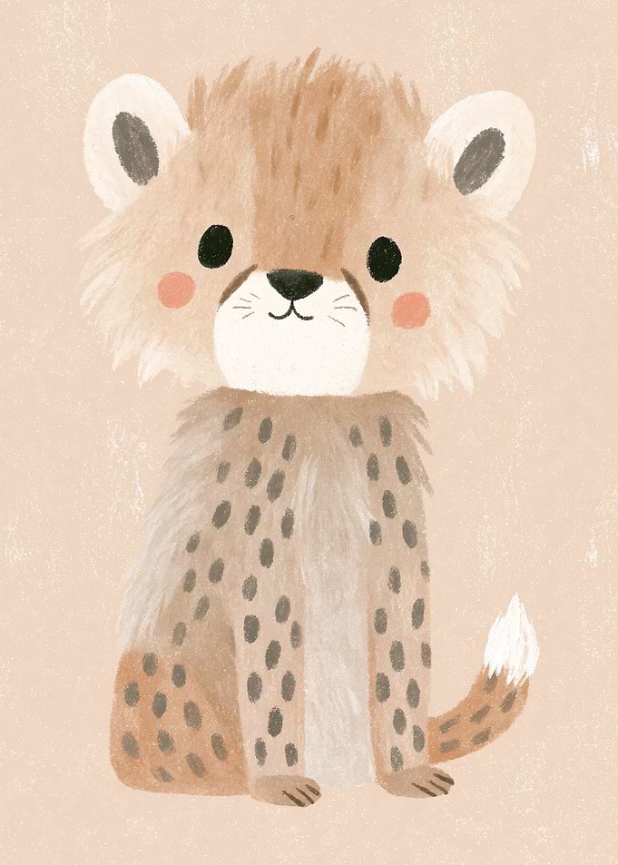 Cheetah Cub - Soft Pastel Nursery Art