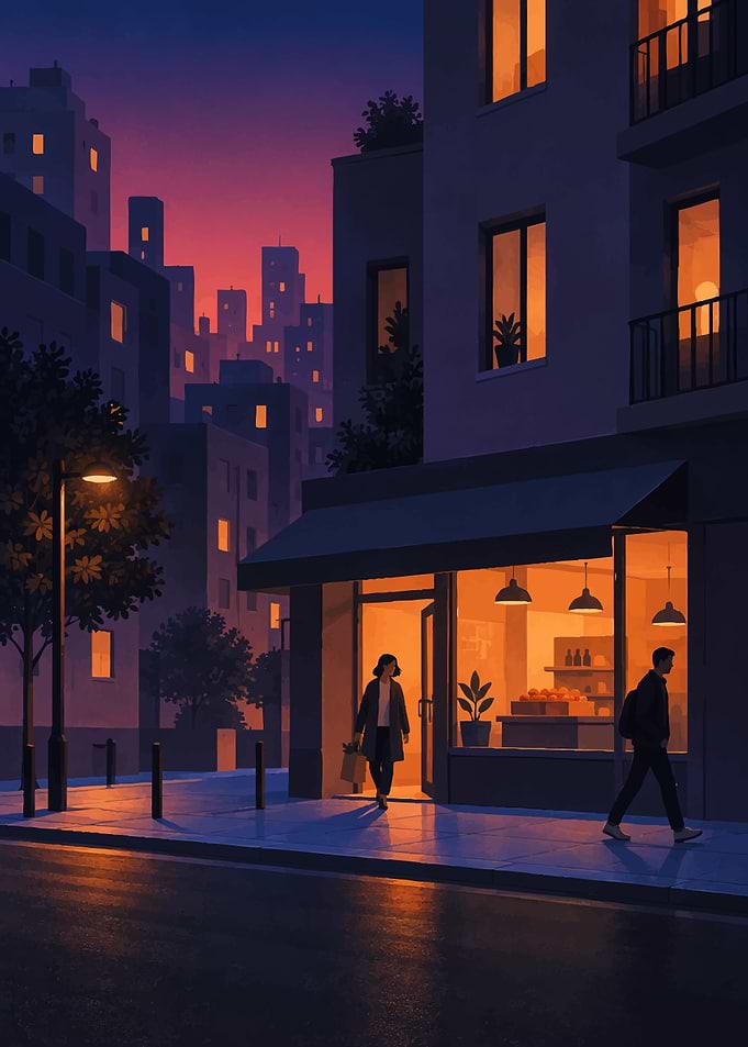 Evening City Street Scene
