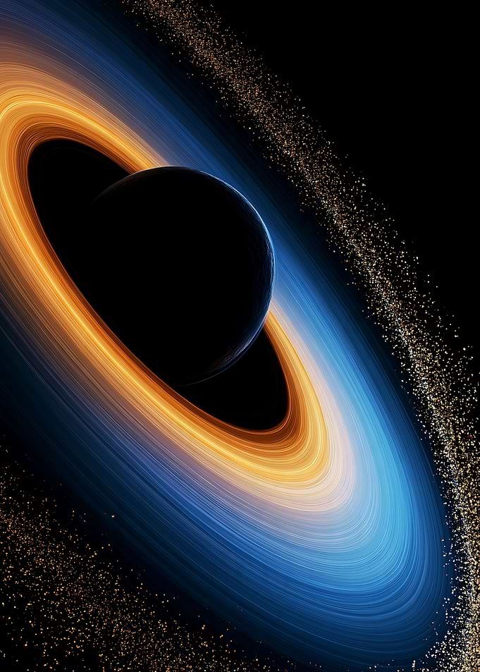 Abstract Ringed Planet in Space