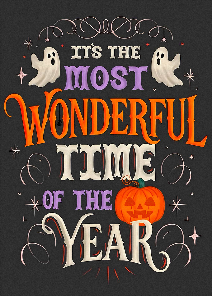 Halloween Most Wonderful Time Typography Art