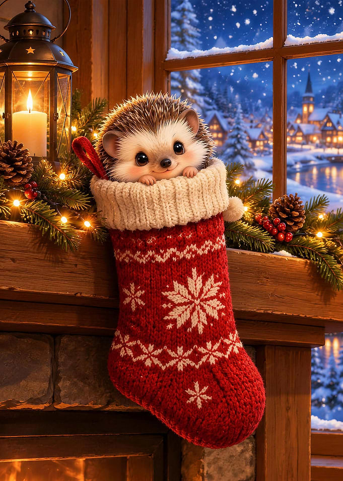 Hedgehog in the Christmas Stocking