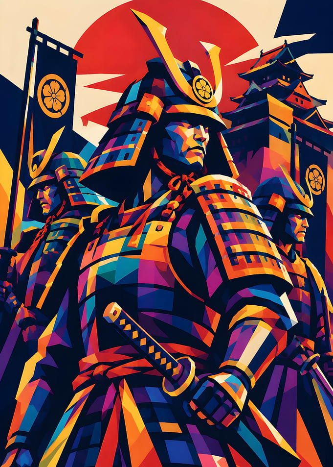 Colorful Pop Art Samurai Warriors
