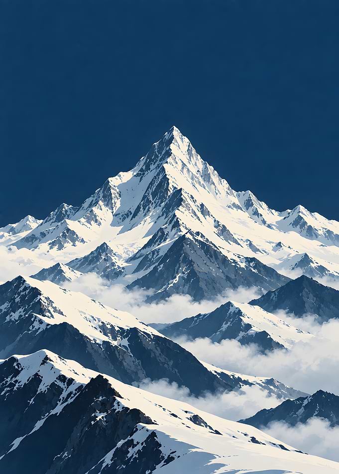 Snowy Mountain Peak Above Clouds