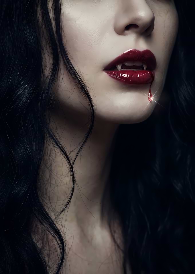 Vampire Woman with Blood Drip
