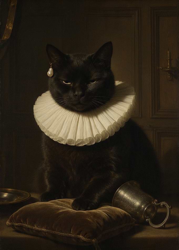 Regal Black Cat Portrait