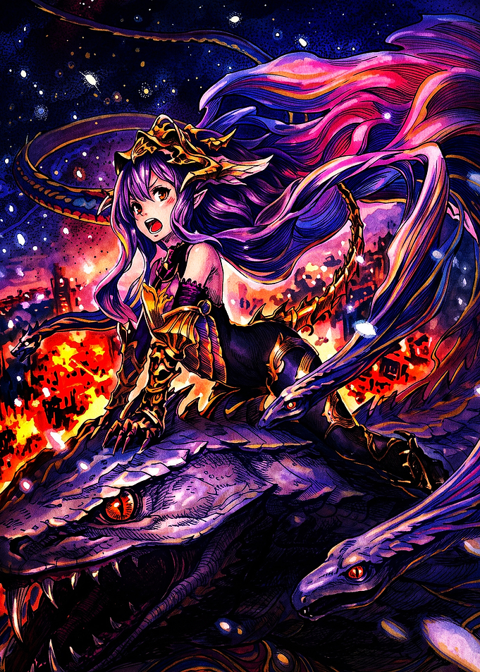 Anime Girl Riding a Dragon