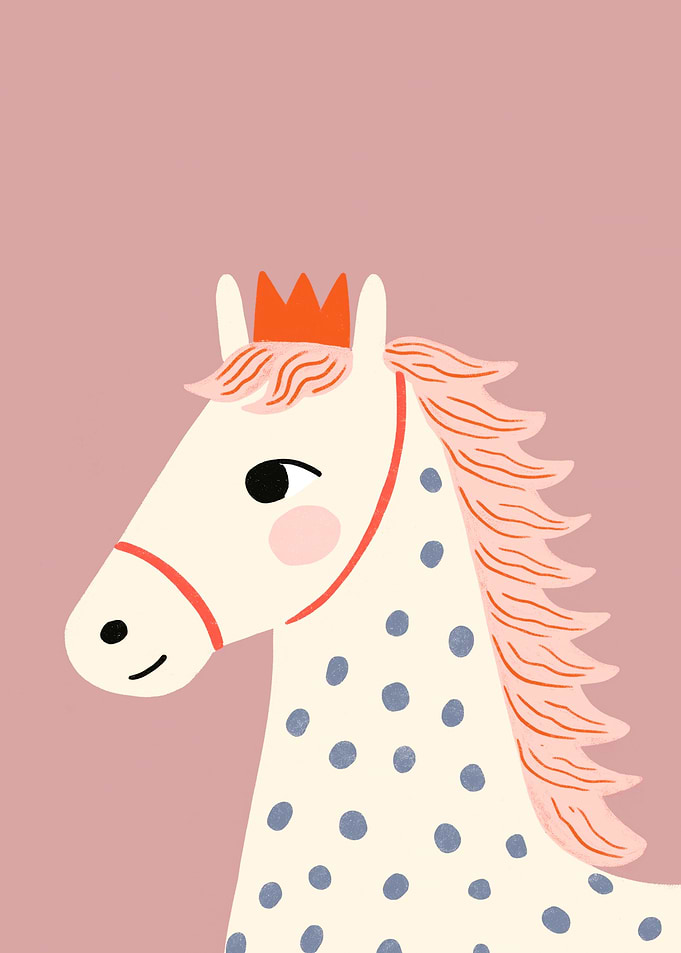 Princess Pony with Crown - Nursery Art