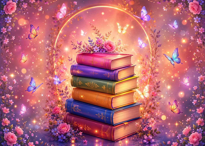 Magical Stack of Colorful Books