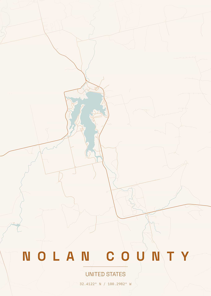 Nolan County Minimalist Map Print