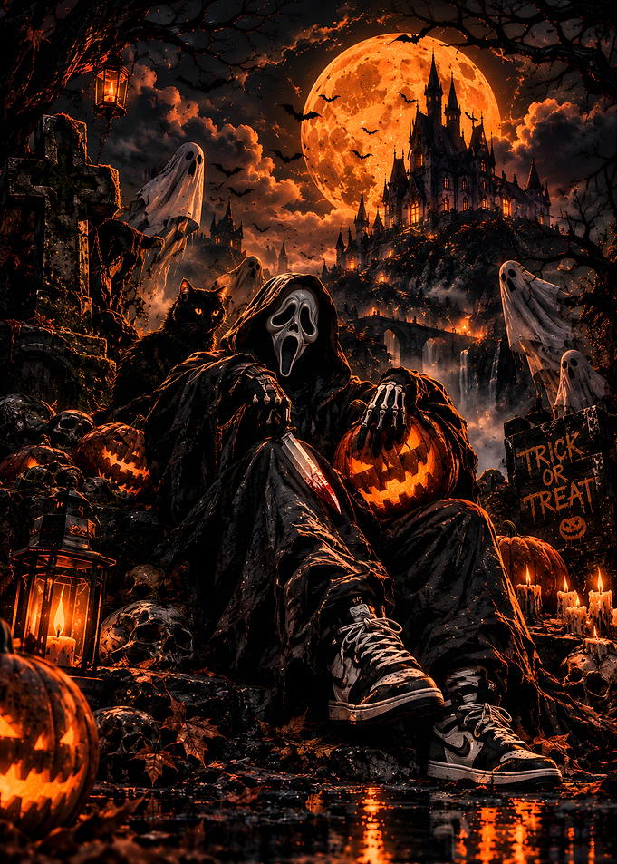 Ghostface Halloween Night Scene