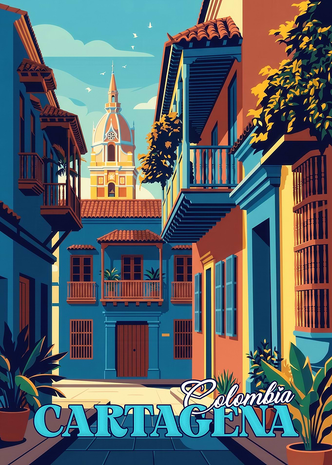 Cartagena Colombia Travel Poster