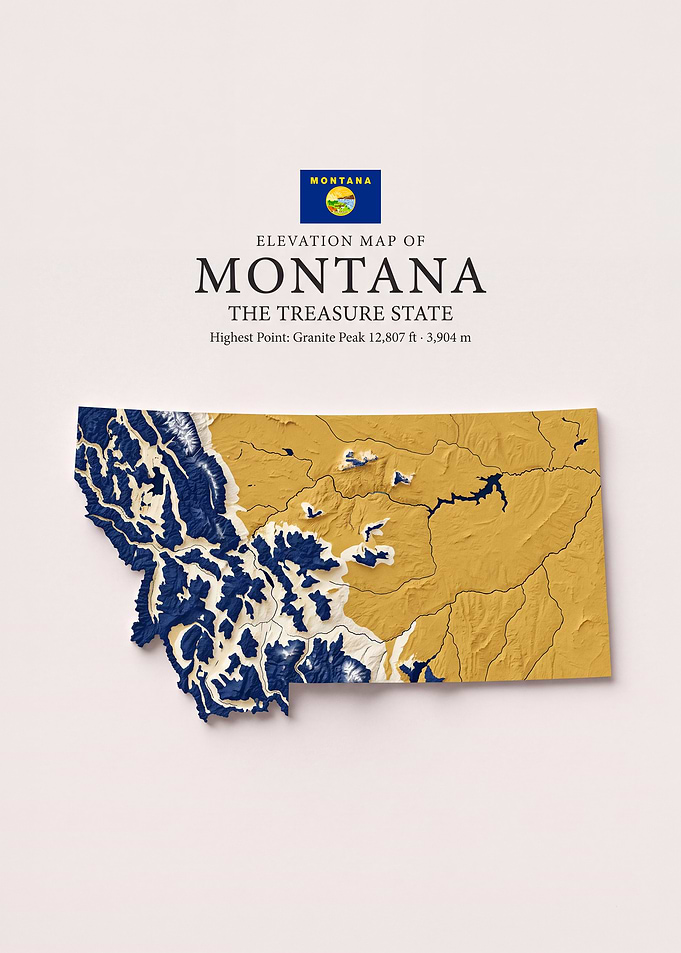 Elevation Map of Montana