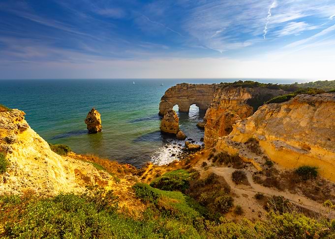 Scenic Coastal Cliffs in Algarve Portugal
