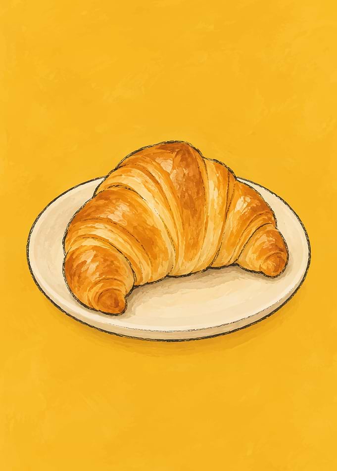Golden Croissant on a Plate