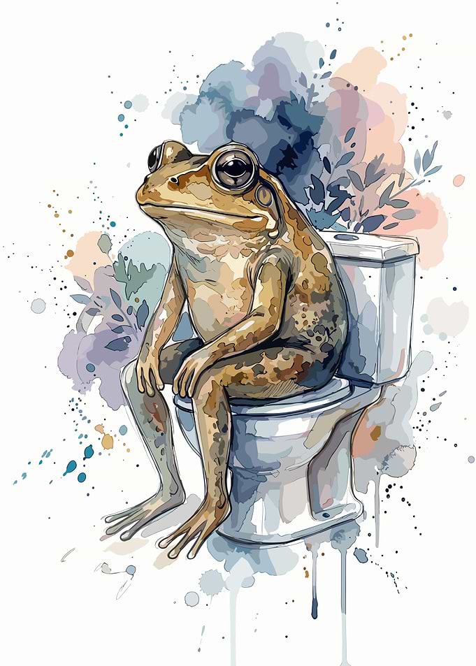 Frog Sitting on a Toilet