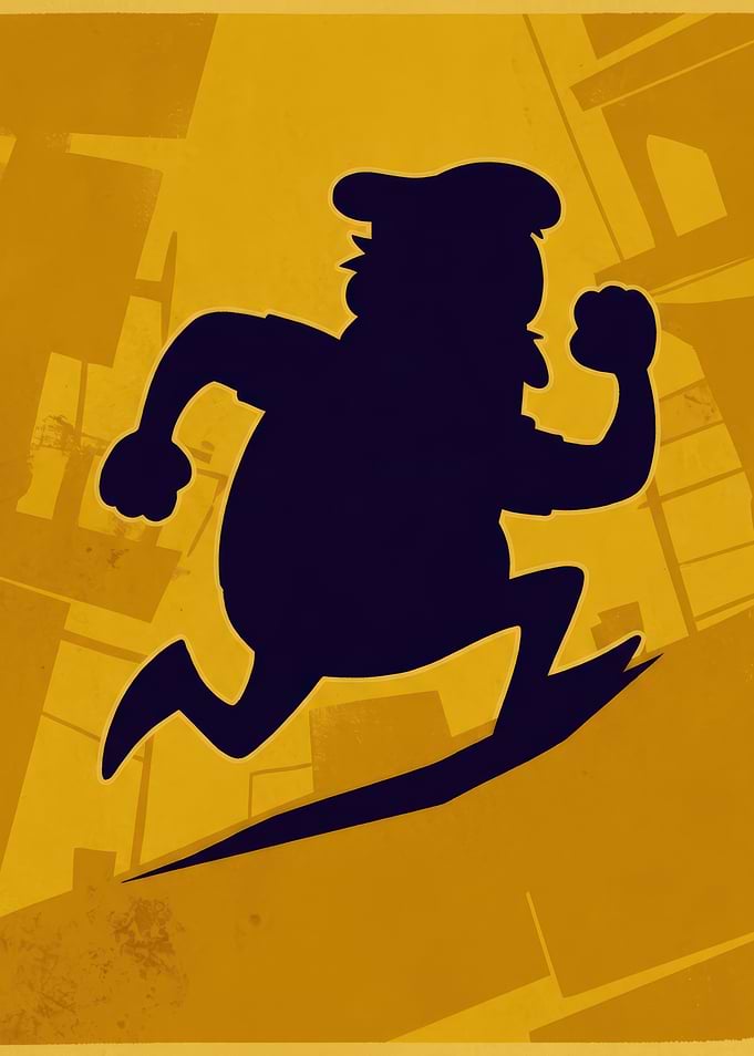 Peppino Spaghetti Running Silhouette Poster