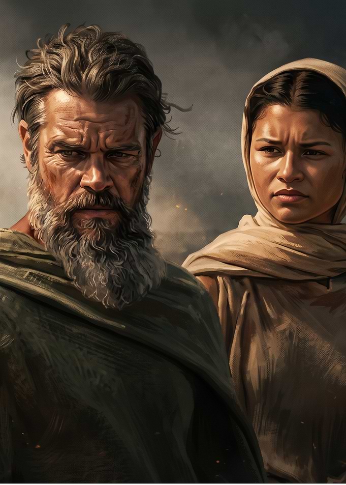 Biblical Figures in Dramatic Portrait