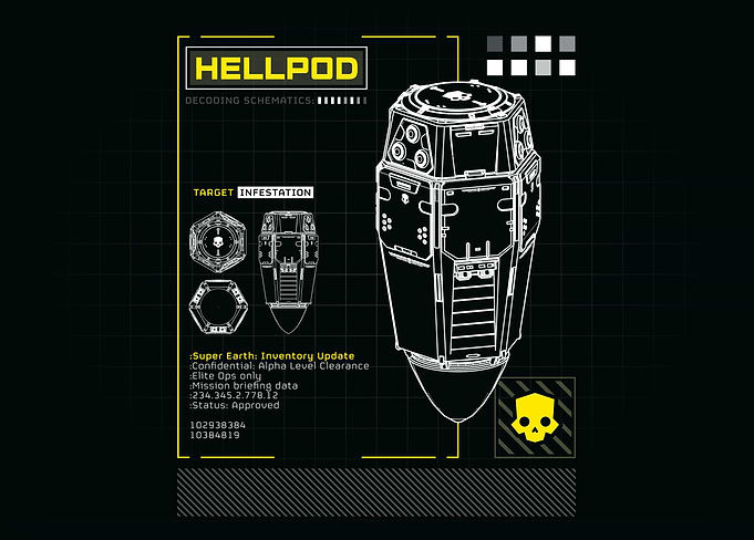 Helldivers II - Hellpod Blueprint, Yellow Skull Edition