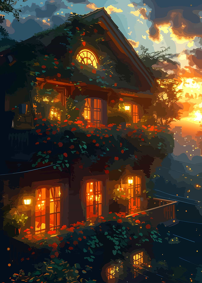 Cozy Cottage at Sunset